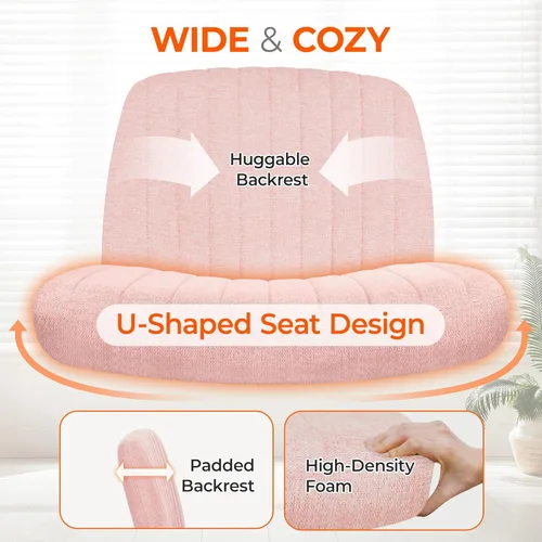 Miniatura 4 de Orange Factory Silla con Ruedas Cruzadas de Patas Cruzadas Anchas, Silla de Escritorio de Oficina de Tocador, Cómoda Silla de Tela sin Brazos rueda
