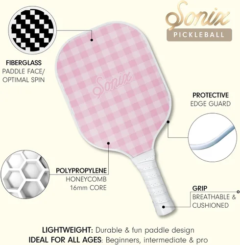 Miniatura 2 de Sonix Aprobado por USAPA Juego de 2 palas de pickleball Juego de pickleball de superficie de fibra de vidrio con 2 raquetas, 4 bolas y bolsa