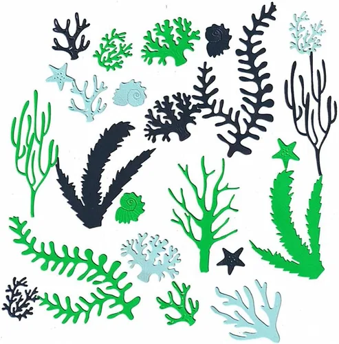Miniatura 5 de Troqueles de corte de coral de algas marinas, caracolas de estrella de mar de mar, plantillas de metal en relieve para tarjetas de álbumes