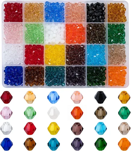 Miniatura 8 de 4800 cuentas de cristal de bicono de 0.118 pulgadas (0.118 in), pequeñas cuentas de vidrio facetadas a granel para hacer joyas, manualidades