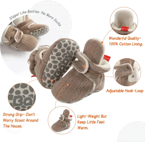 Miniatura 5 de Sawimlgy - Botines de algodón antideslizantes para recién nacido, con agarre, para cuna o para el invierno