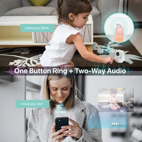 Miniatura 5 de Cámara de seguridad para el hogar WiFi de 2K con inclinación panorámica 360 HD 2.4GHz, monitores para bebés/mascotas, audio de 2 vías, noche de luz