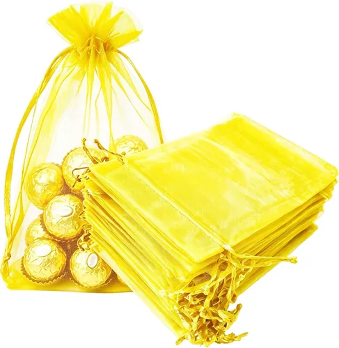 Miniatura 22 de Paquetes de 50 bolsas de organza de regalo de 4 x 6 pulgadas, cordón negro a granel para baby shower, Navidad, cumpleaños de profesores, recuerdos