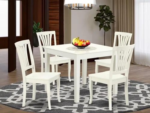 Miniatura 2 de East West Furniture OXAV5-LWH-W Oxford - Juego de comedor de 5 piezas para 4 personas, incluye una mesa cuadrada y 4 sillas de comedor, 36 x 36