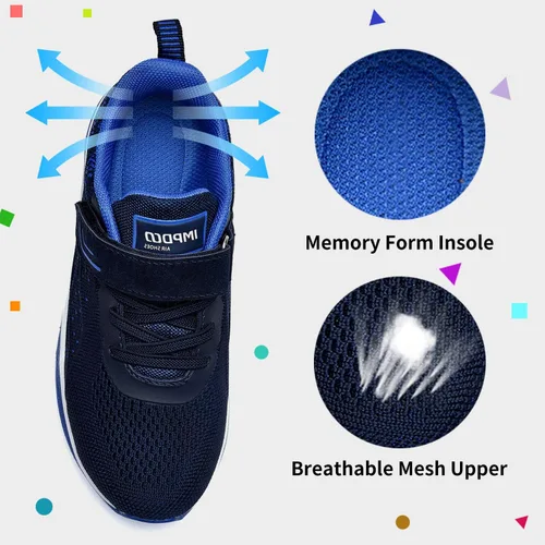 Miniatura 3 de MEHOTO Tenis de correr para niños, tenis atléticos, para caminar, trotar, deportes, ligeros, transpirables, para niños y niñas, Negro