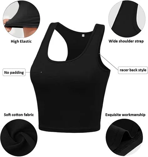 Miniatura 2 de Camisetas básicas sin mangas, paquete de 4 camisetas cortas de verano en blanco y negro para mujer