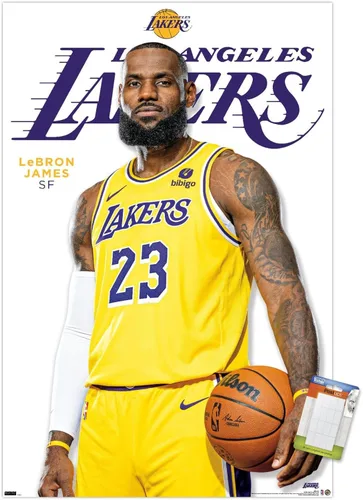 NBA Los Angeles Lakers - Póster de pared de LeBron James Feature Series 23, 22.37 x 34.00 pulgadas, paquete de póster y montaje