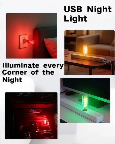 Miniatura 6 de Luz nocturna USB para automóvil, lámpara de filamento LED retro regulable táctil, mini luz ambiental USB para interior de vehículo, dormitorio