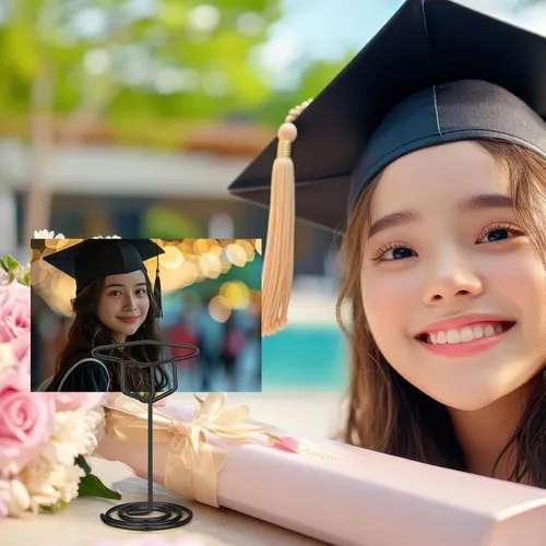 Miniatura 6 de Rtteri 30 piezas de soporte de foto de graduación con gorra de graduación de 2 pulgadas, soportes negros para centros de mesa, soportes de número