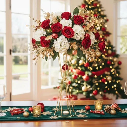 Miniatura 6 de Juego de 4 jarrones geométricos dorados para centros de mesa, soportes de flores de 23.6 pulgadas de alto para bodas, jarrones de trompeta florales