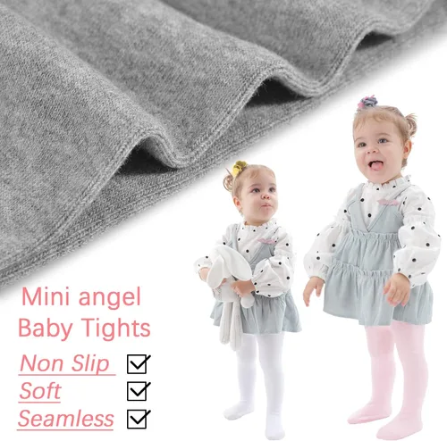 Miniatura 5 de Mini angel Mallas de bebé antideslizantes para niña, mallas lisascon aspecto de zapato, mallas sin costuras, mallas de algodón cálidas