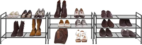 Miniatura 3 de Simple Houseware - Zapatero apilable de 3 niveles, superficie en rejilla, color negro