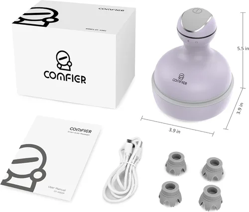 Miniatura 9 de COMFIER Masajeador eléctrico del cuero cabelludo con vibración de múltiples modos, rascador de cabeza portátil de mano para el crecimiento