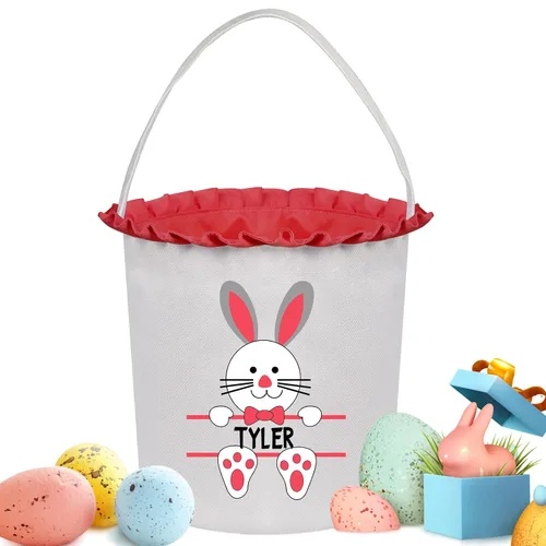 Miniatura 13 de Cestas de Pascua personalizadas para niños y niñas, cestas de conejo de Pascua personalizadas para niños, cesta de caza de huevos de Pascua, regalos