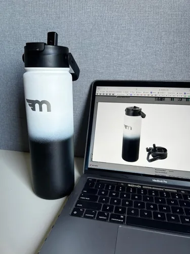 Miniatura 2 de Botella de agua de acero inoxidable prémium de 24 onzas, tapa 2 en 1, retención fría de 24 horas y 12 horas, a prueba de fugas, sin BPA, diseño