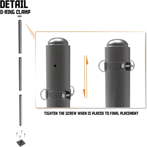Miniatura 3 de TANG Abrazadera de anillo en D de 3 pulgadas para toldo de vela, poste de soporte de toldo resistente, postes de soporte de toldo de acero gris