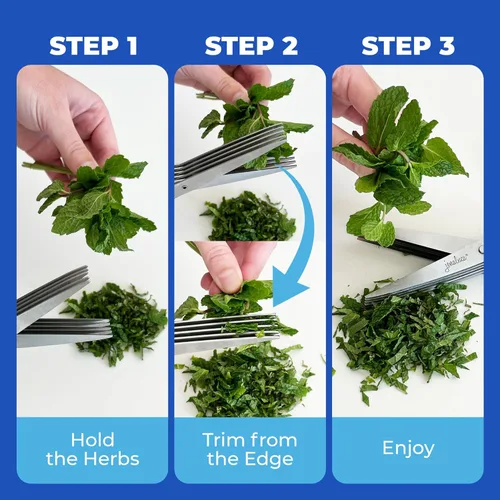 Miniatura 7 de Jenaluca Tijeras de hierbas de 5 hojas – Tijeras de ensalada – Corte y corte hierbas frescas y verduras de hoja verde – Juego de tijeras de cocina