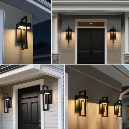 Miniatura 4 de AKEZON Luces LED de pared para exteriores del anochecer al amanecer, 1000LM 3000K moderno aplique exterior integrado, accesorio LED reemplazable