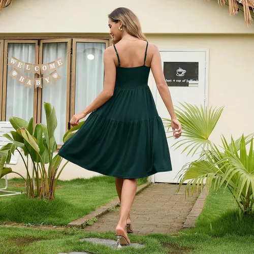 Miniatura 33 de GINKANA Vestido de maternidad sin mangas para mujer, con tirantes ajustables, vestido casual de verano para uso diario o baby shower