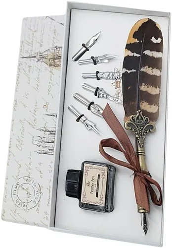 Miniatura 6 de Bolígrafo de plumas de búho vintage con plumas refinadas para bodas, firmas y escritura