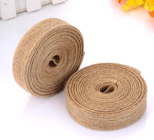 Miniatura 4 de Pangda 2 rollos de cinta de arpillera de 0.8 pulgadas x 11 yardas, de tela tejida de lino natural, para boda, manualidades, bordes hechos a mano