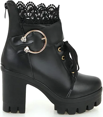 Miniatura 4 de Parisuit Botas de tobillo de plataforma gruesa para mujer con cordones y tacón alto