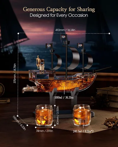 Miniatura 2 de Kollea Regalos de cumpleaños para hombres, papá, juego de decantador de whisky con 2 vasos, dispensador de licor para bar en casa, ideas de regalo