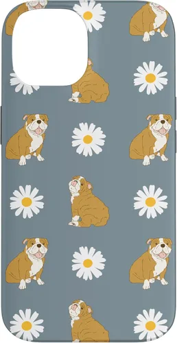 Miniatura 4 de Funda para iPhone 11 Pro English Bulldog and Daisy Flower Pattern Dusty Blue