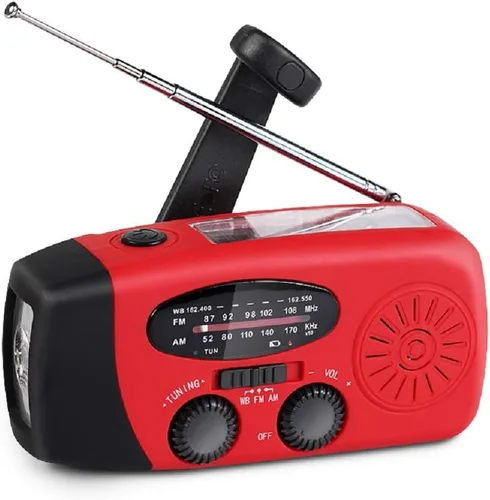 Miniatura 11 de Radio solar portátil de emergencia meteorológica manivela AM/FM NOAA radio de supervivencia con linterna LED 2000mAh cargador de teléfono móvil