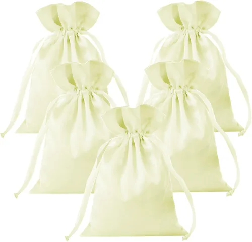 35 Piezas Bolsas de Regalo de Satén Beige de 5 x 7 Pulgadas - Bolsas de Baby Shower - Bolsas de Favores de Boda - Bolsa de Tela con Cordón - Bolsas