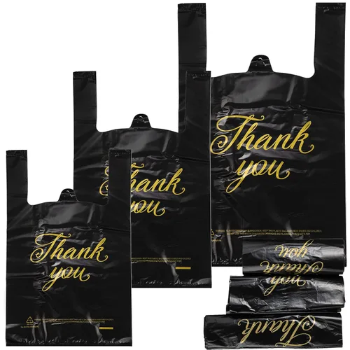 Miniatura 7 de Zonon 200 bolsas de plástico de agradecimiento de 3 tamaños de grosor, 2 mil, bolsas para camisetas de compras con asa para vendedores minoristas