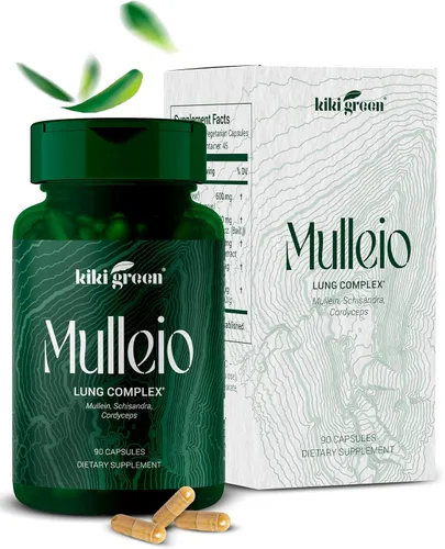 KIKI Green Mulleio Cápsulas de salud pulmonar: suplemento de hierbas veganas para limpieza, mejor función, apoyo respiratorio - gordolobo,
