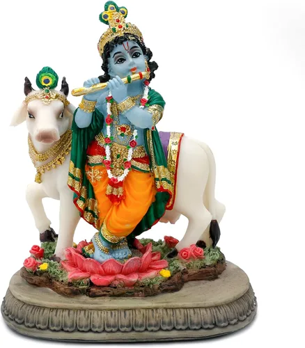 alikiki Estatua hindú de Dios Señor Krishna – 5.7 pulgadas de alto, escultura de ídolo de la India Krishna, regalos para amigos indios, familia,
