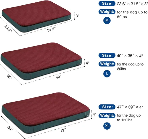 Miniatura 5 de Cama para perros medianos, cama ortopédica de espuma para perros, colchón para dormir de mascotas para aliviar las articulaciones, parte inferior