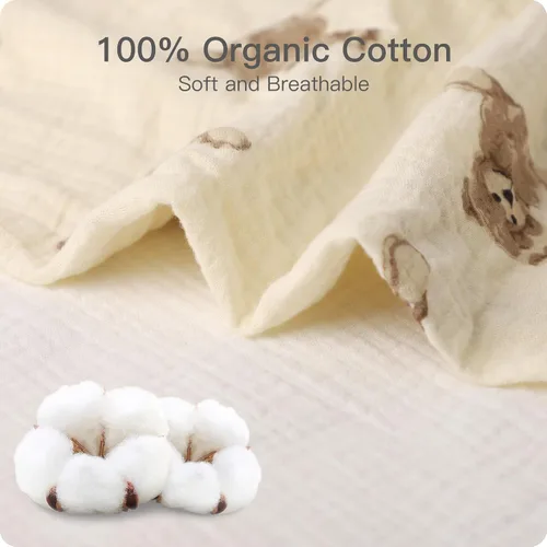 Miniatura 4 de Sábanas orgánicas para cuna de bebé de 33 x 17 pulgadas, 100% algodón de muselina para bebé, niña, niño, funda de colchón ajustable suave compatible