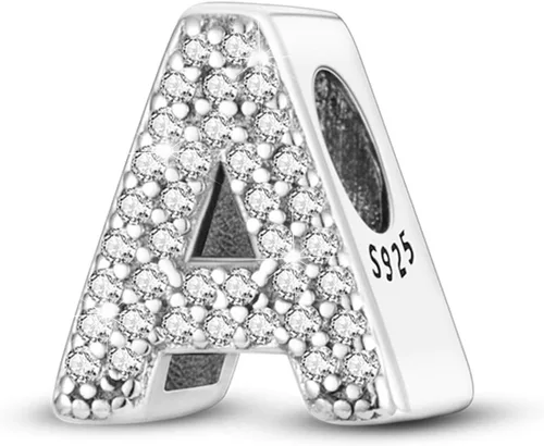 Miniatura 8 de PARCOM Dijes de letras compatibles con pulseras Pandora de plata esterlina S925 con iniciales para pulseras del alfabeto A-Z, cuentas de letras