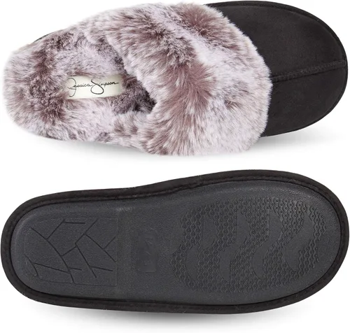 Miniatura 6 de Jessica Simpson - Pantuflas cómodas de piel sintética para mujer con suela antideslizante y espuma viscoelástica