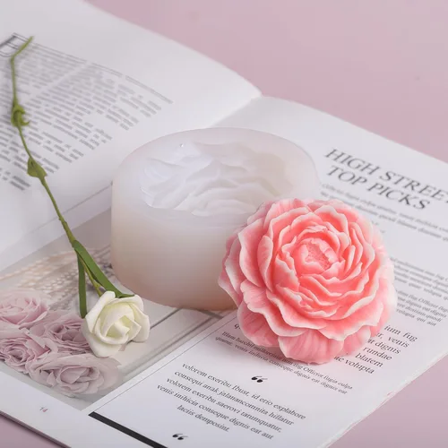 Miniatura 7 de 2 moldes de silicona para velas de flores de peonía y rosas para velas, jabón, resina y arcilla