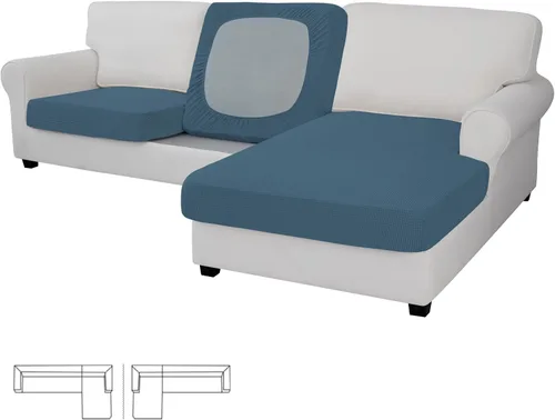 Miniatura 163 de Easy-Going - 4 Fundas de cojín elásticas para sofá seccional, izquierda/derecha, en forma de L, funda de asiento antideslizante, suave, flexible