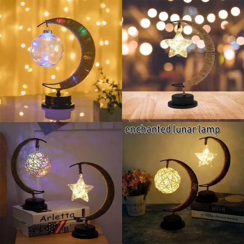Miniatura 6 de Lámpara lunar encantada, lámpara LED colgante de luna, luz nocturna conmemorativa, adorno de Navidad para el hogar (manzana morada)