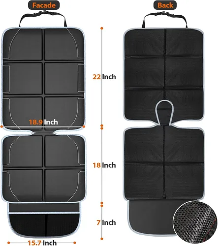 Miniatura 8 de Gimars Protector de asiento de automóvil, 2 unidades, cojín EPE grueso XL, impermeable, tela 600D, funda para asiento de automóvil infantil
