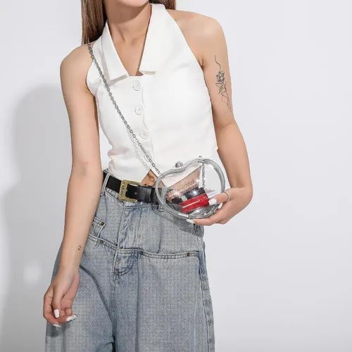 Miniatura 6 de LAKSMI Bolsos de mano de noche de acrílico transparente para mujer, con forma de corazón, lindo bolso con correa de cadena
