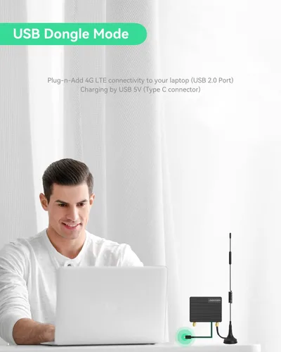 Miniatura 5 de LINOVISION Mini enrutador industrial 4G LTE con bajo consumo de energía, GPS, RS232/RS485, DI/DO, modo dongle USB para computadora, enrutador