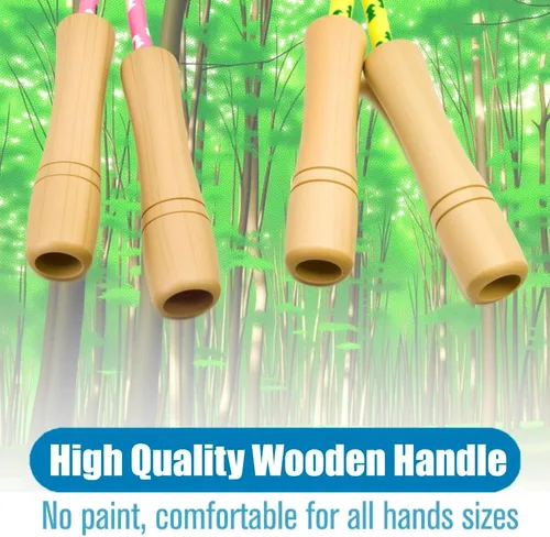Miniatura 5 de Cuerda de saltar para niños – Mango de madera – Cuerda de saltar ajustable de algodón trenzado para niños pequeños fitness entrenamiento ejercicio