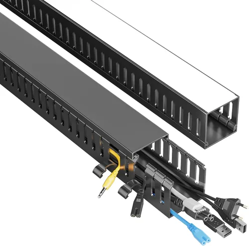 Yecaye Paquete de 2 cables de 31 pulgadas, gestión de cables de PVC extra grande para debajo del escritorio, sin taladro, canal de alambre con