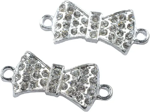 Miniatura 20 de RUBYCA 5pcs Metal Cruz Llave Lateral Conector Cuentas Cristal DIY Joyería Pulsera Tono Plata
