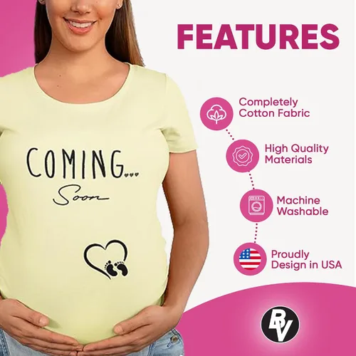 Miniatura 4 de BROOKLYN VERTICAL Camiseta de manga corta con cuello redondo y anuncio de embarazo de nueva mamá