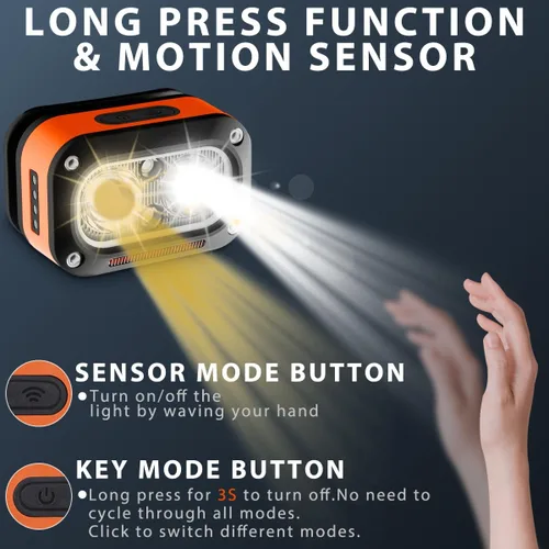 Miniatura 4 de Faro recargable 2 unidades, luces de cabeza superbrillantes para la frente, 5 modos de luz de cabeza impermeable con sensor de movimiento, linterna