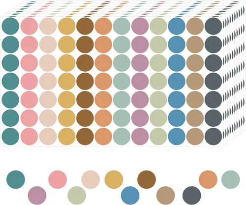 REGELETO Boho 4200 calcomanías de puntos redondos de colores de 0.75 pulgadas, 12 colores para estudiantes, papeles de enseñanza, etiquetas de