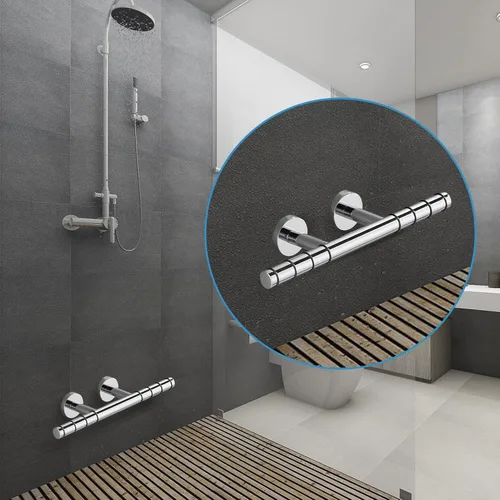 Miniatura 3 de estribo para regadera, de latón macizo, acabado cromado, para baños de hotel Reposapiés de ducha cromado